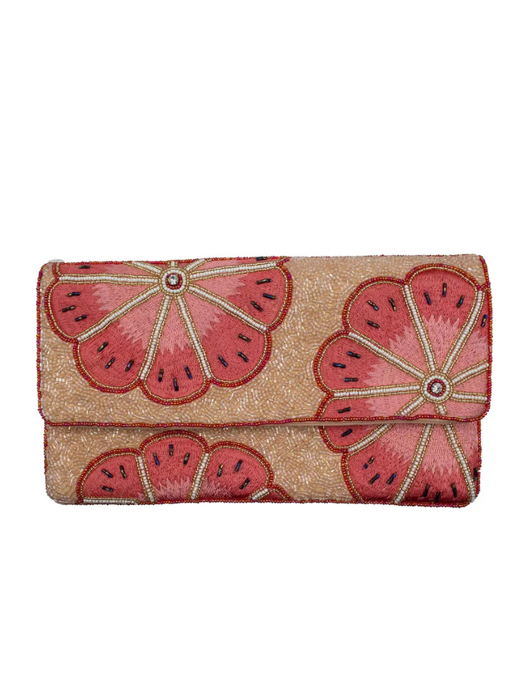 Koraalroze Bloemen Kralenclutch