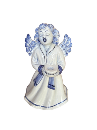 Vintage Blue & White Christmas Angel – Thun Style – 24 cm
