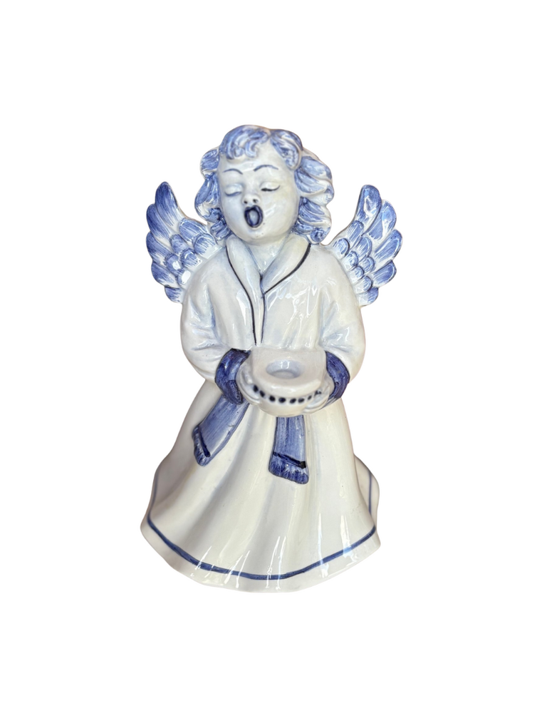 Vintage Vintage Blue & White Christmas Angel – Thun Style – 24 cm