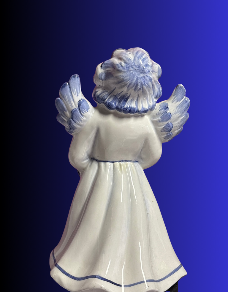Vintage Vintage Blue & White Christmas Angel – Thun Style – 24 cm