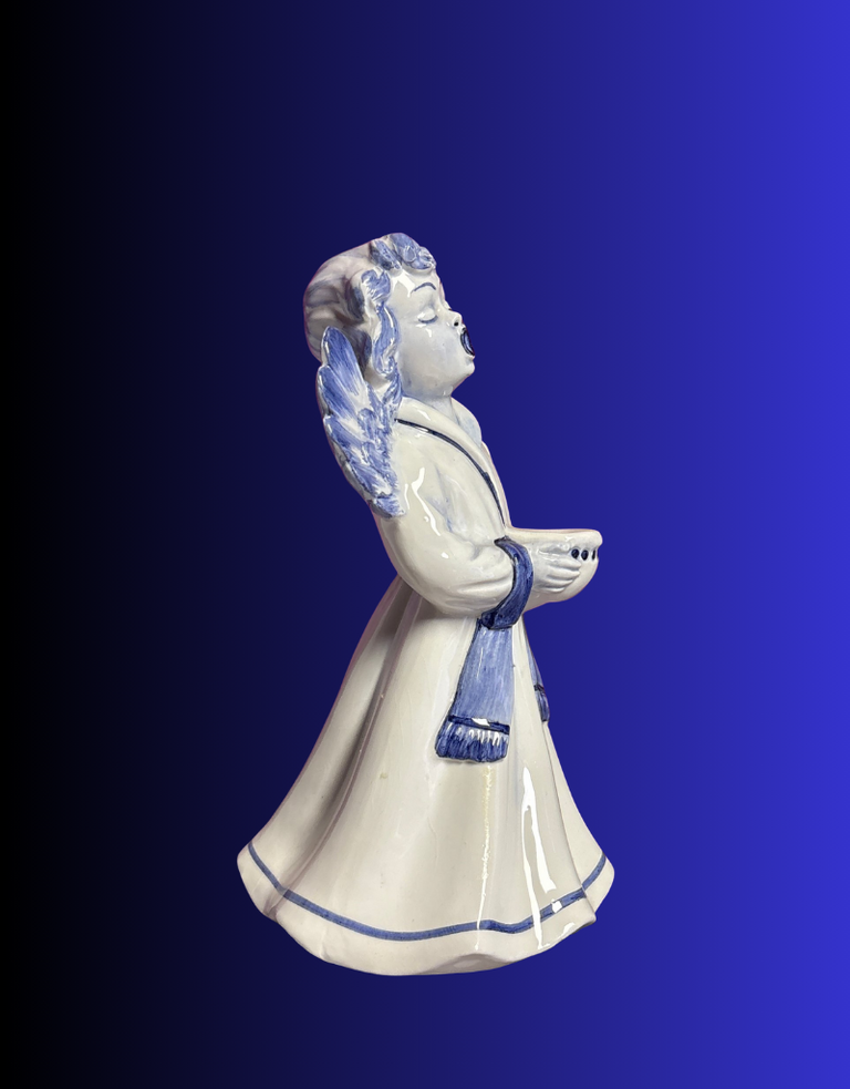 Vintage Vintage Blue & White Christmas Angel – Thun Style – 24 cm