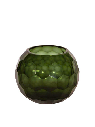 Green glass candle holder