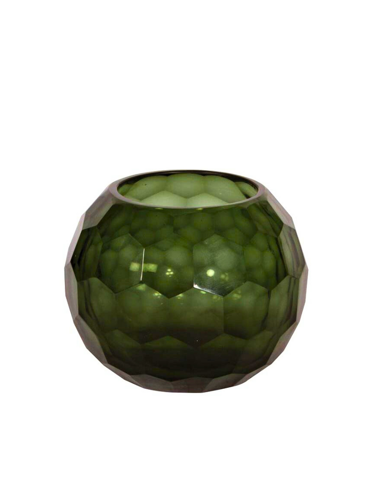 Groene glazen theelichthouder