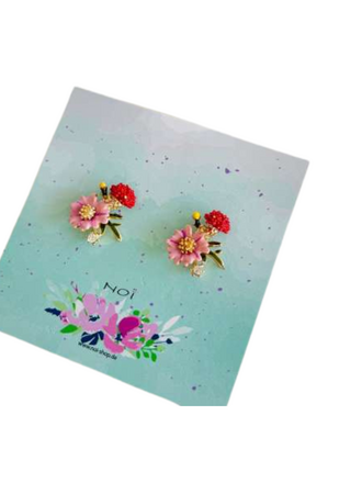 Noï/Natural Life Pompadour Flower Earrings – Rosegold Red