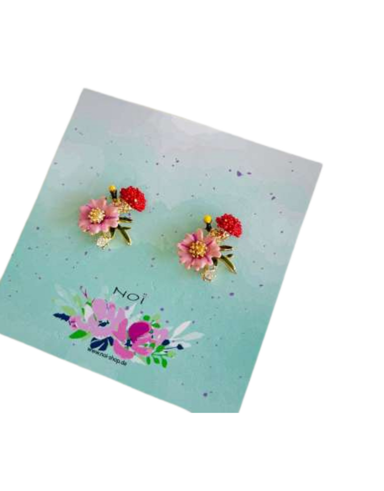 Noï/Natural Life Pompadour Flower Earrings – Rosegold Red