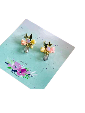 Noï/Natural Life Pompadour Flower Earrings – Rose