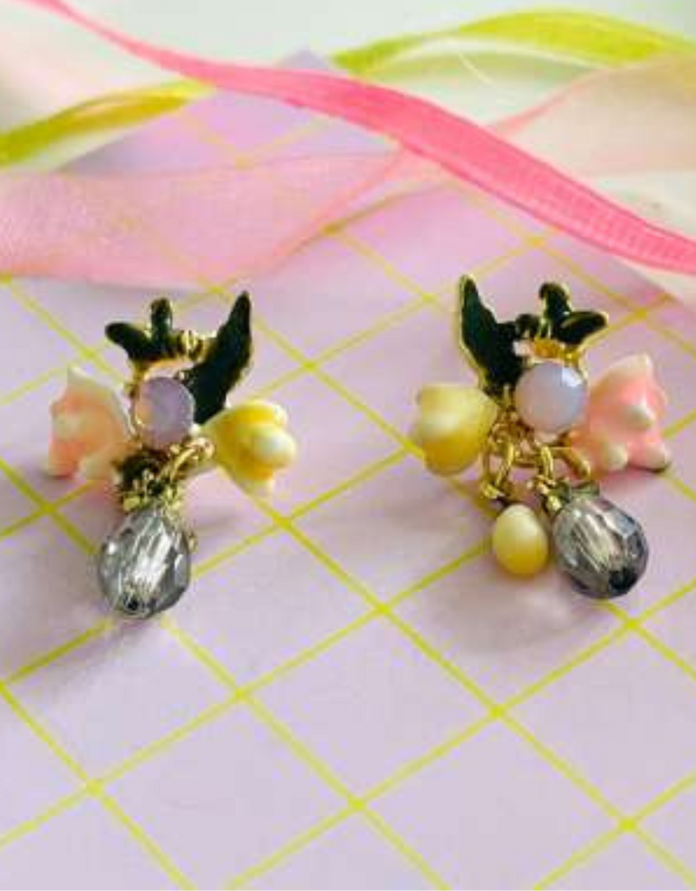 Noï/Natural Life Pompadour Flower Earrings – Rose