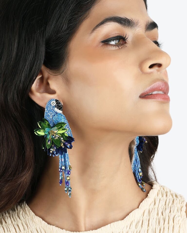 Olivia Dar Papegaai Oorbellen – Blauw