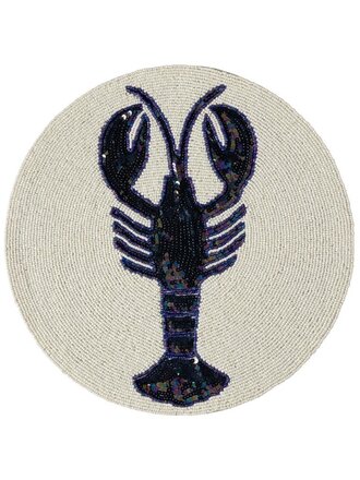 Ronde Kralen Placemat met Glanzende Blauwe Kreeft – 38 cm