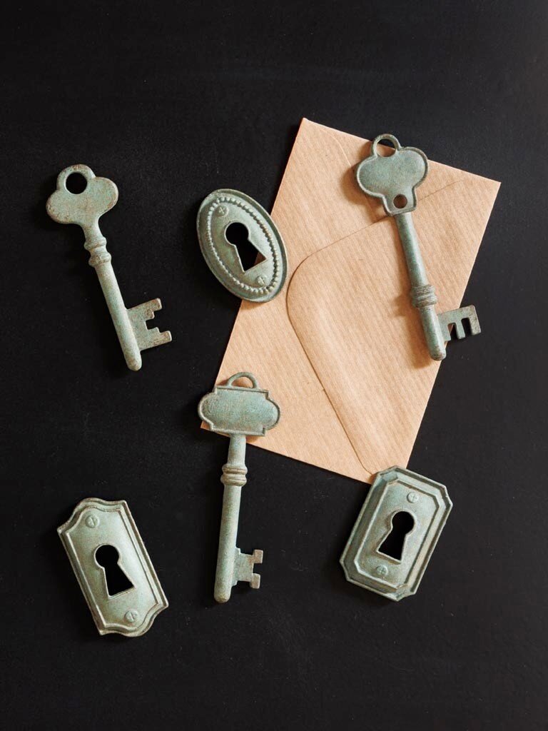 Set of Six Lock & Key Magnets – Iron