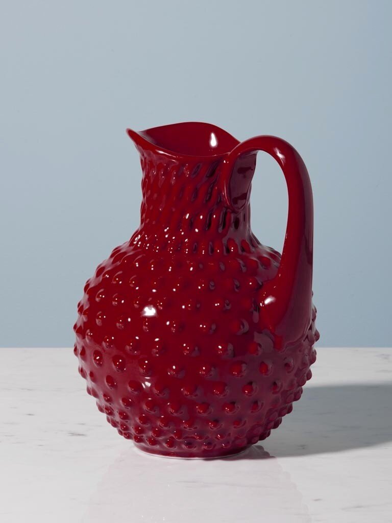 Hobnail Stoneware Pitcher – Garnet Red (2L)