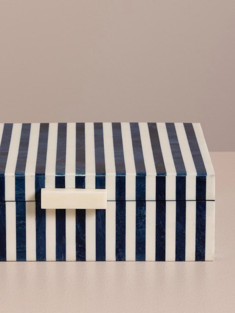 Blauw-Wit Gestreepte Decoratieve Doos