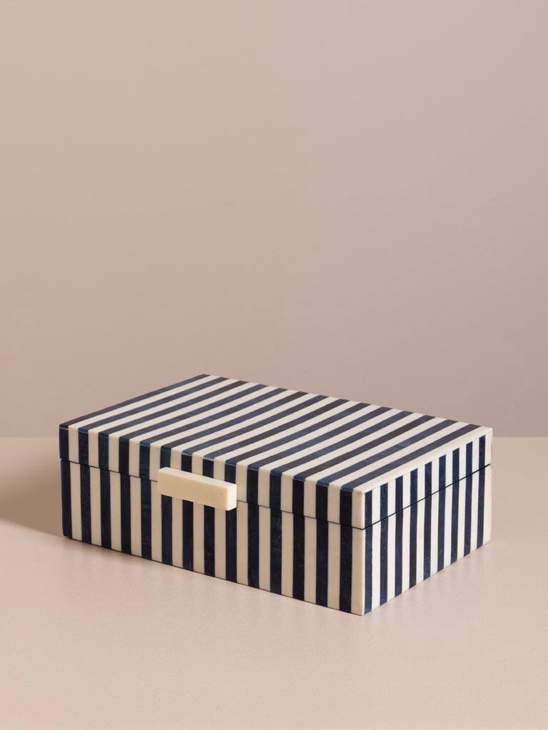 Blauw-Wit Gestreepte Decoratieve Doos