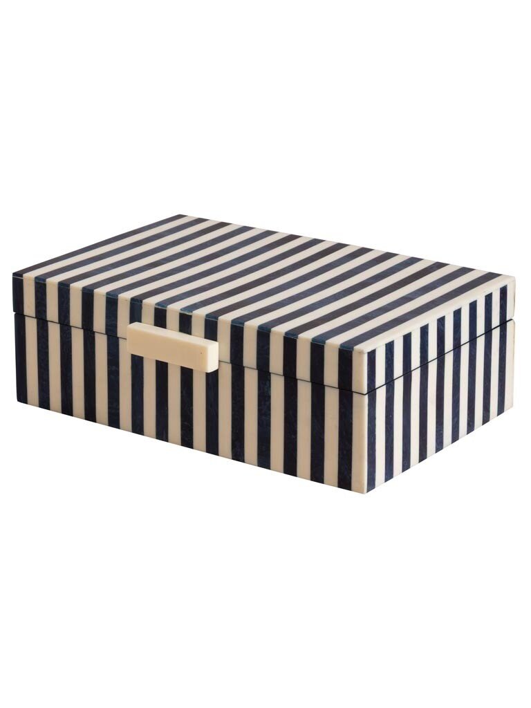 Blue & White Striped Decorative Box