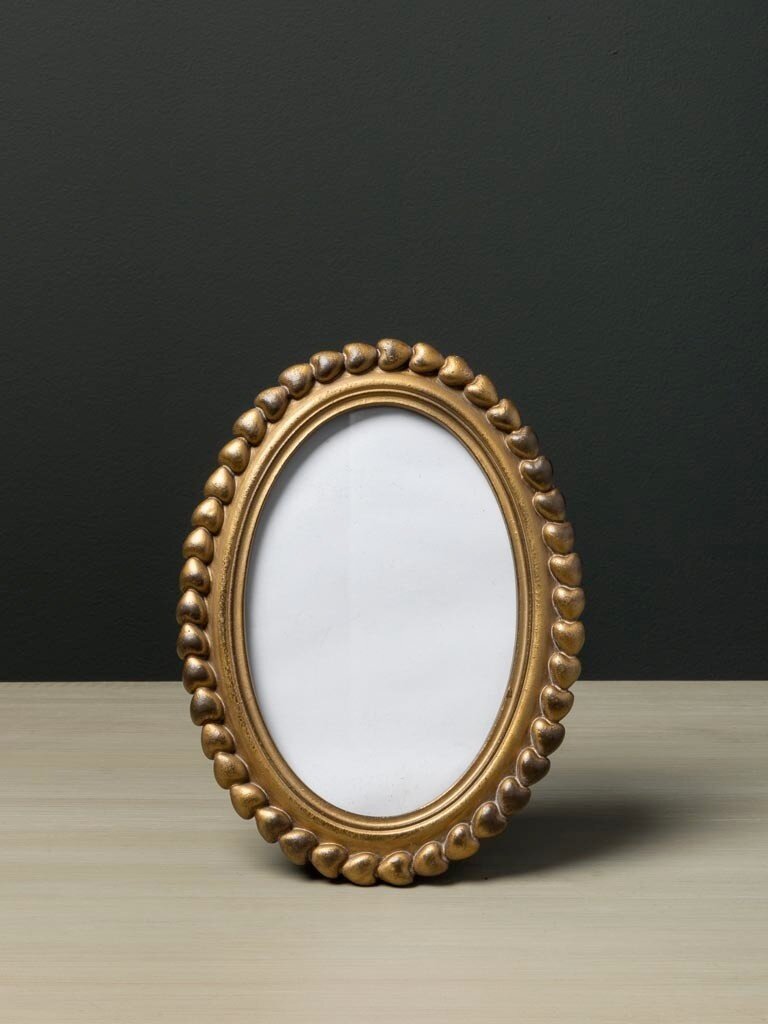 Ovale Fotolijst met Hartjesrand – Goud
