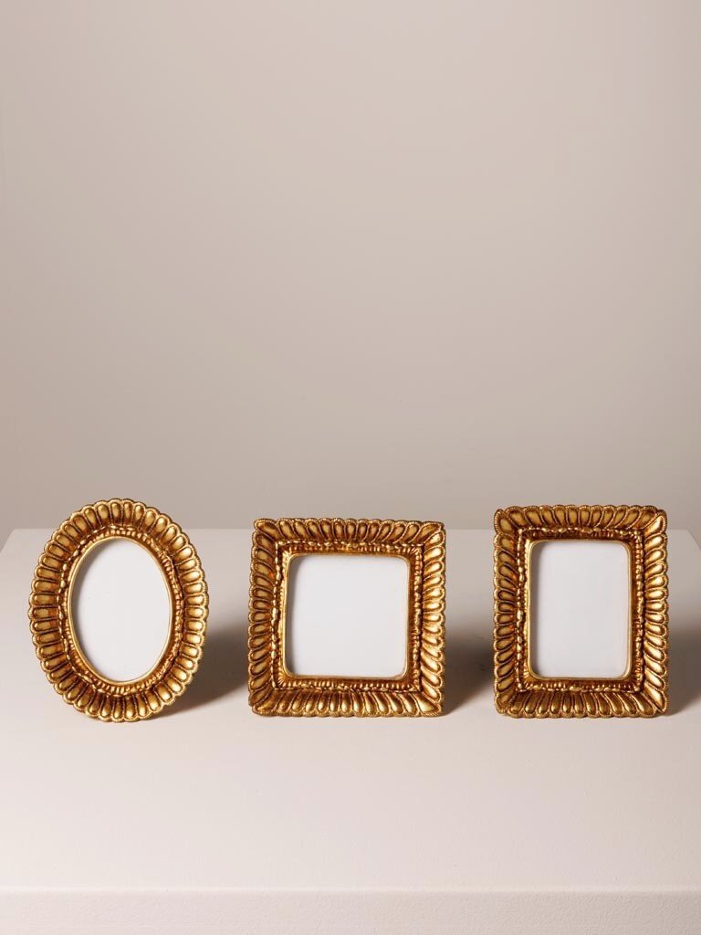 Set of Three Golden Photo Frames – Fluted Edge (9 × 9)