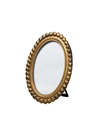 Oval Photo Frame with Heart Border – Gold
