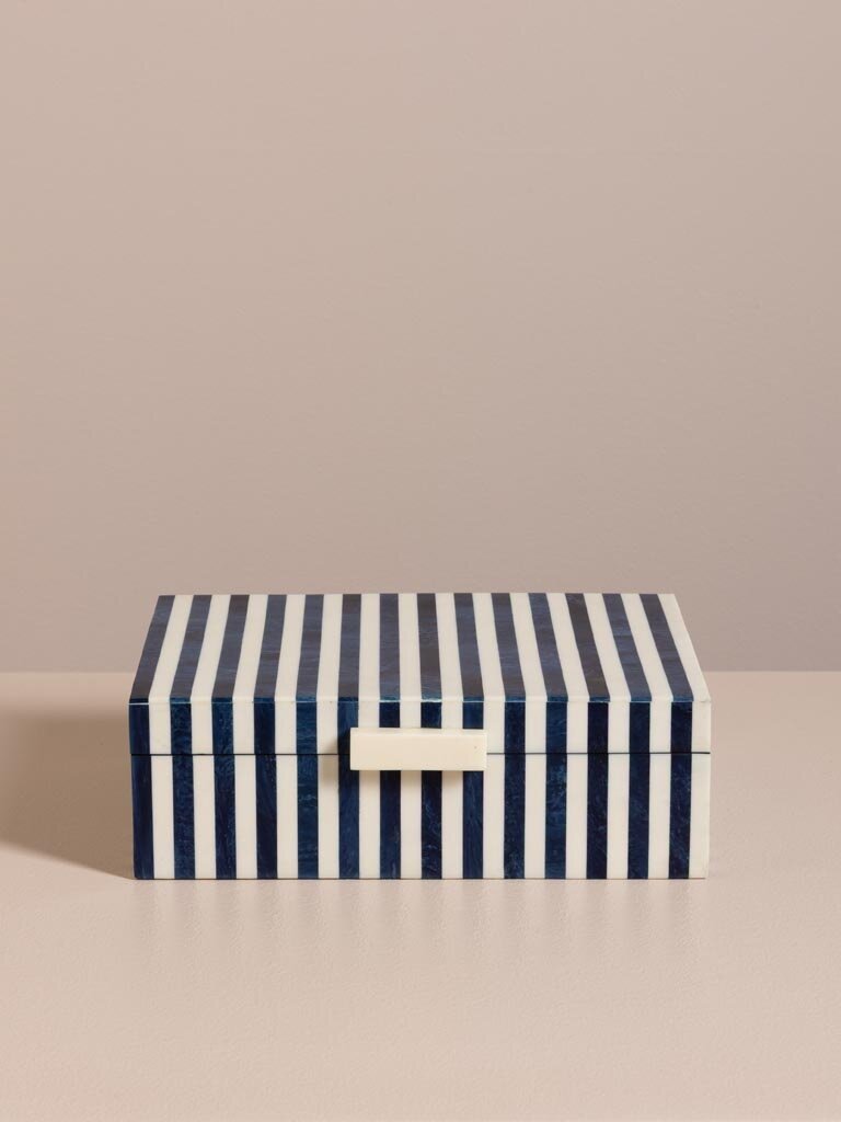 Blauw-Wit Gestreepte Decoratieve Doos