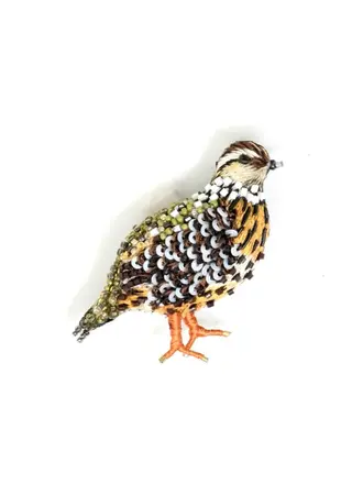 Trovelore Fool Quail Broche – Handgeborduurde Vogel