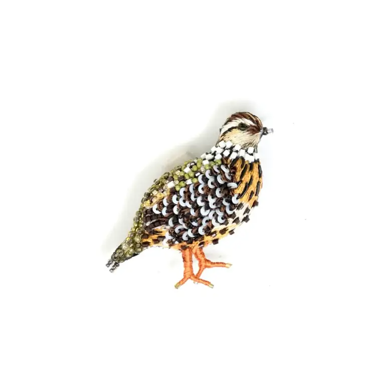 Trovelore Fool Quail Brooch – Hand Embroidered Bird by Trovelore