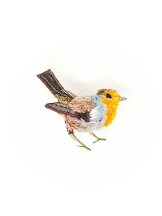 Trovelore Robin Redbreast Brooch – Hand Embroidered Bird