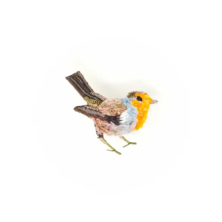 Trovelore Roodborstje Broche – Handgeborduurde Vogel van Trovelore