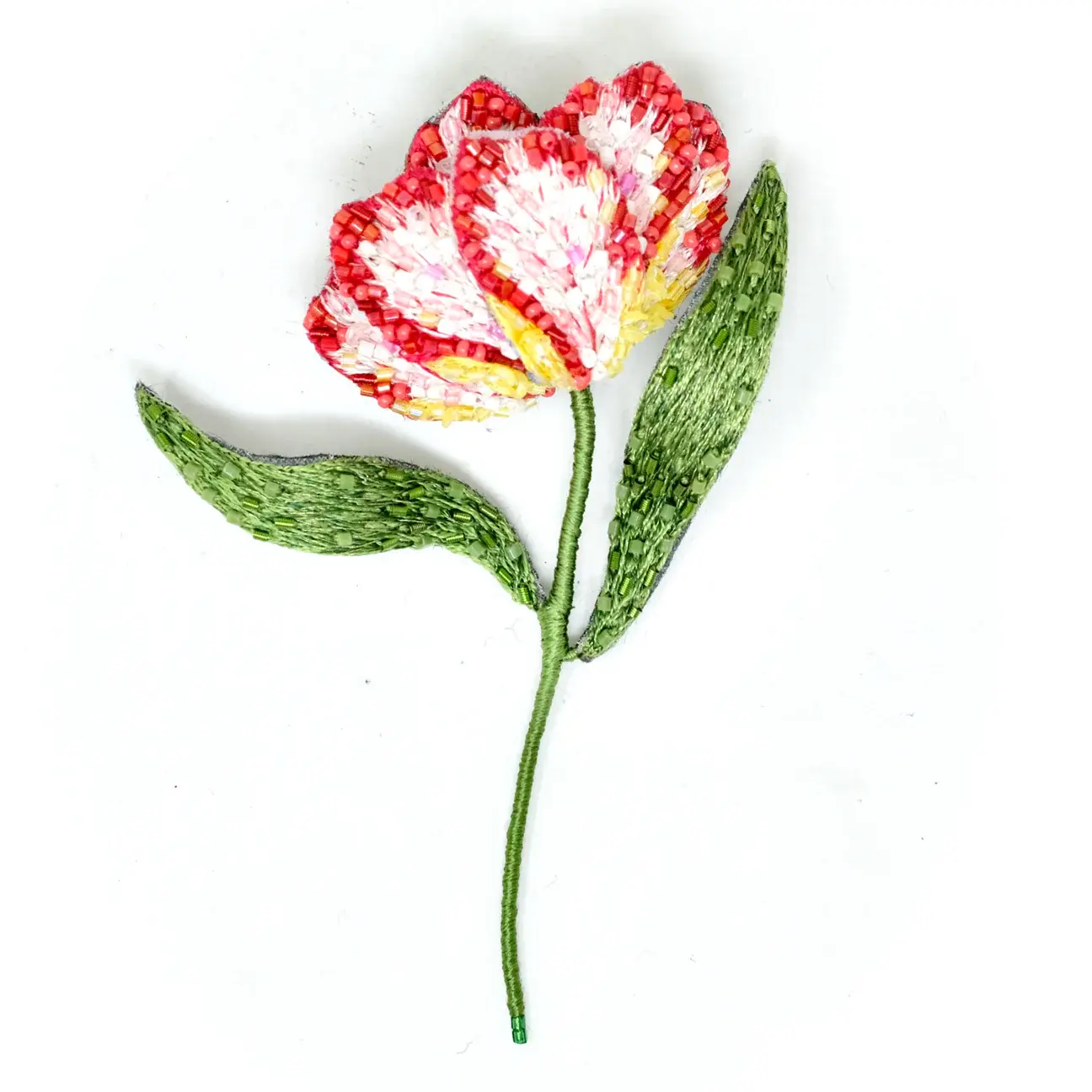 Trovelore Estella Parrot Tulip Brooch Hand Embroidered Flower Pin