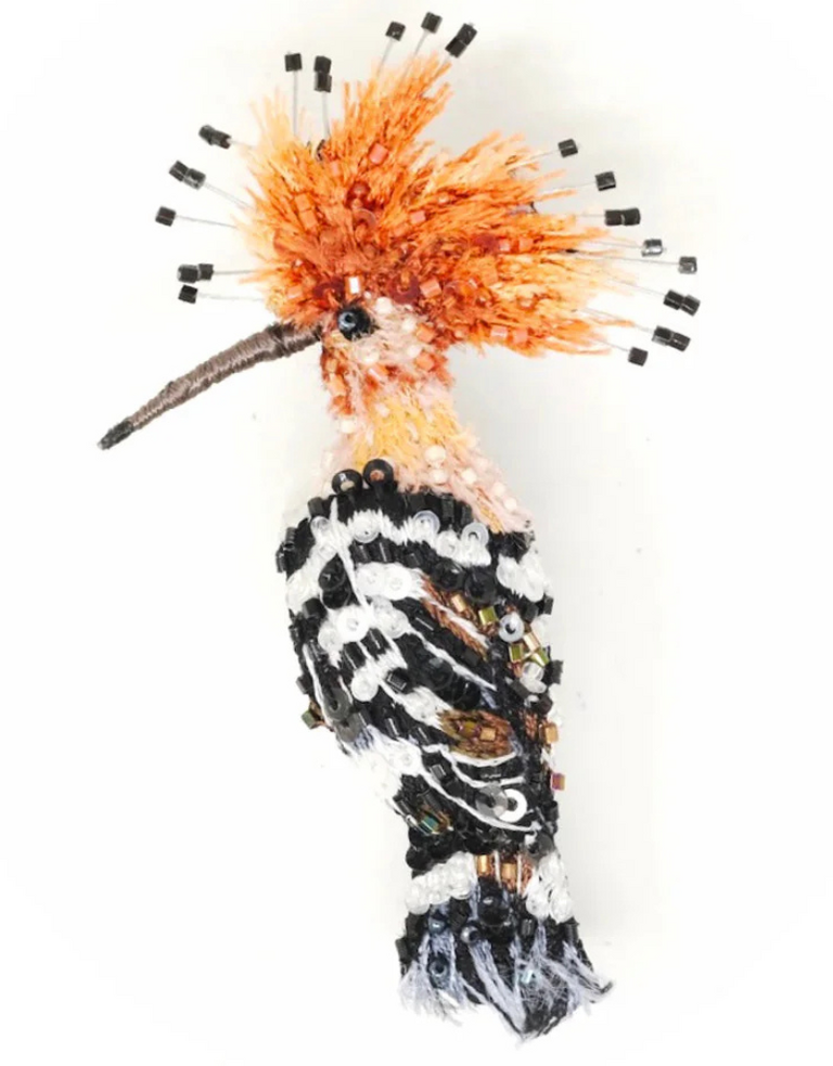 Trovelore Eurasian Hoopoe Brooch – Hand Embroidered Bird by Trovelore