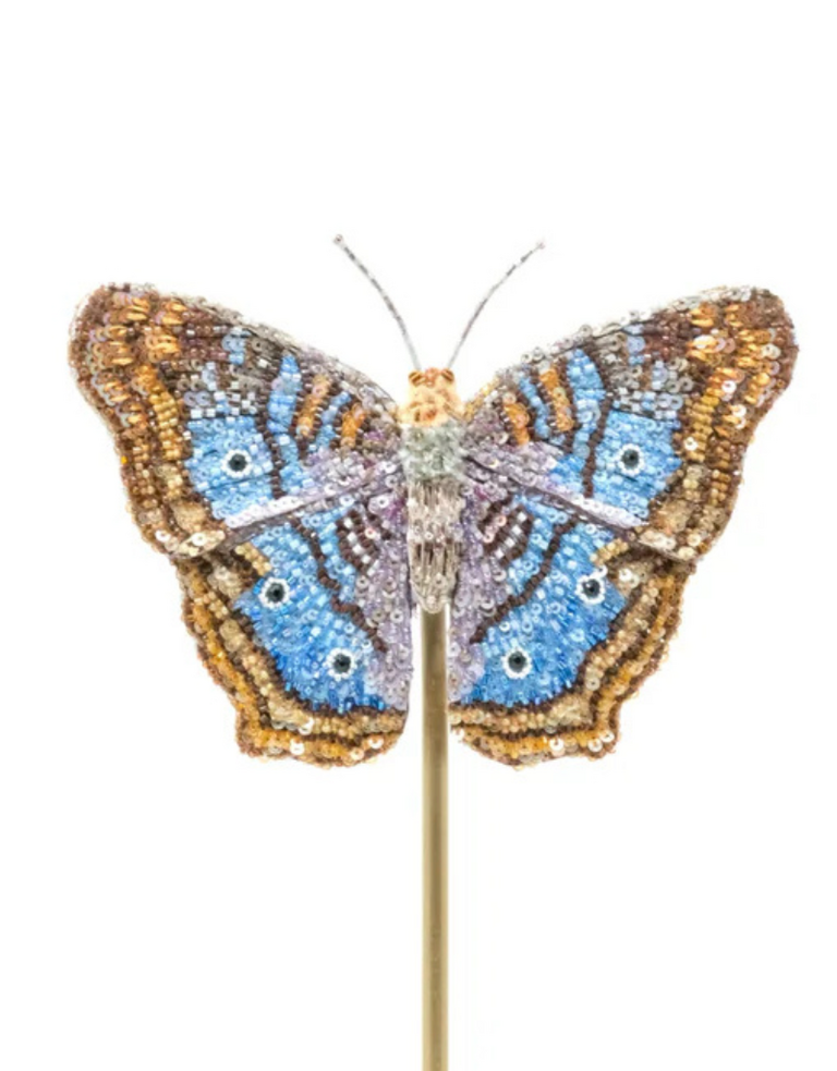 Trovelore White Peacock Butterfly Object – Hand Embroidered by Trovelore