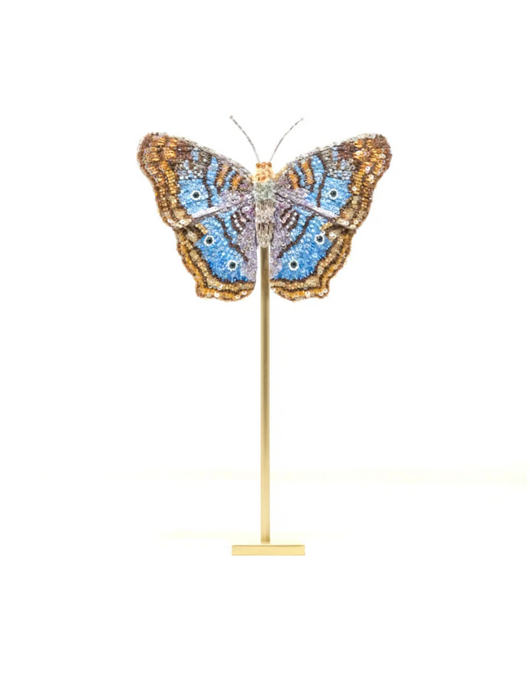 Trovelore White Peacock Butterfly Object – Hand Embroidered by Trovelore