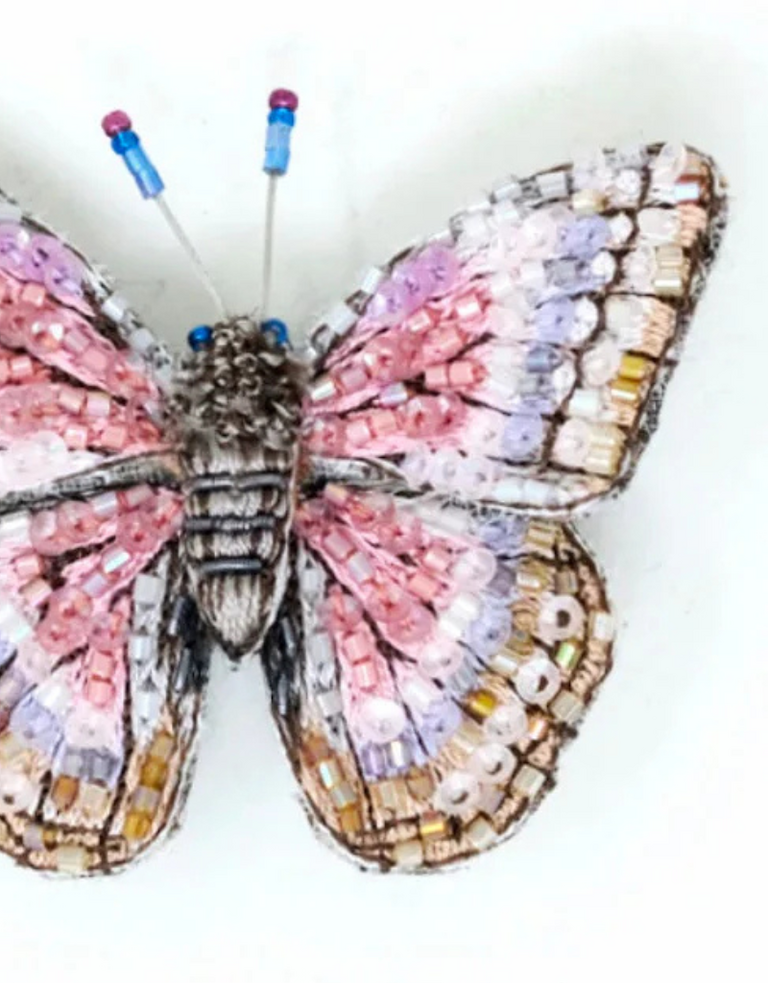 Trovelore Morpho Godarti Vlinder Broche – Handgeborduurd van Trovelore