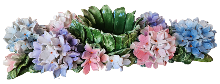 Les Ottomans Hydrangeas Ceramic Centerpiece Candle Holder