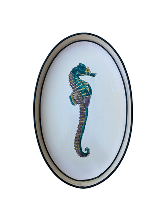 Les Ottomans Fauna Hand-Painted Iron Tray – Seahorse