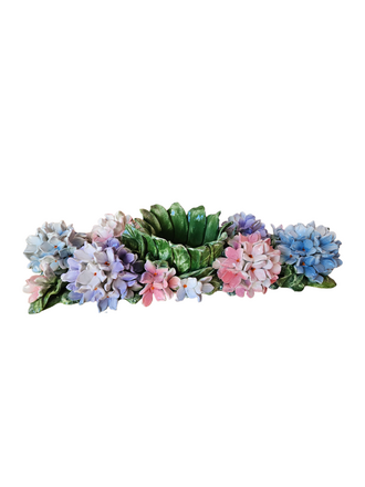 Les Ottomans Hydrangeas Ceramic Centerpiece Candle Holder