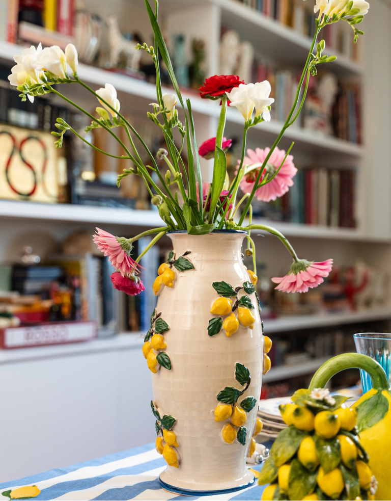 Les Ottomans Sicily Hand-Painted Ceramic Vase – Lemons – Les Ottomans