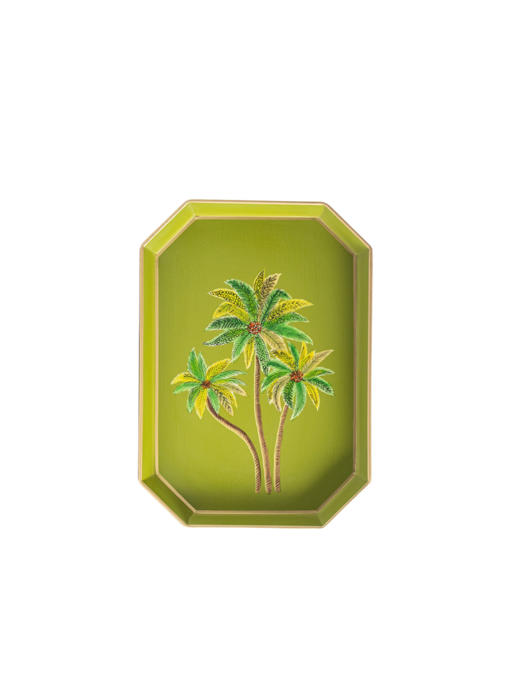 Les Ottomans Handgeschilderde IJzeren Tray – Groene Palmen