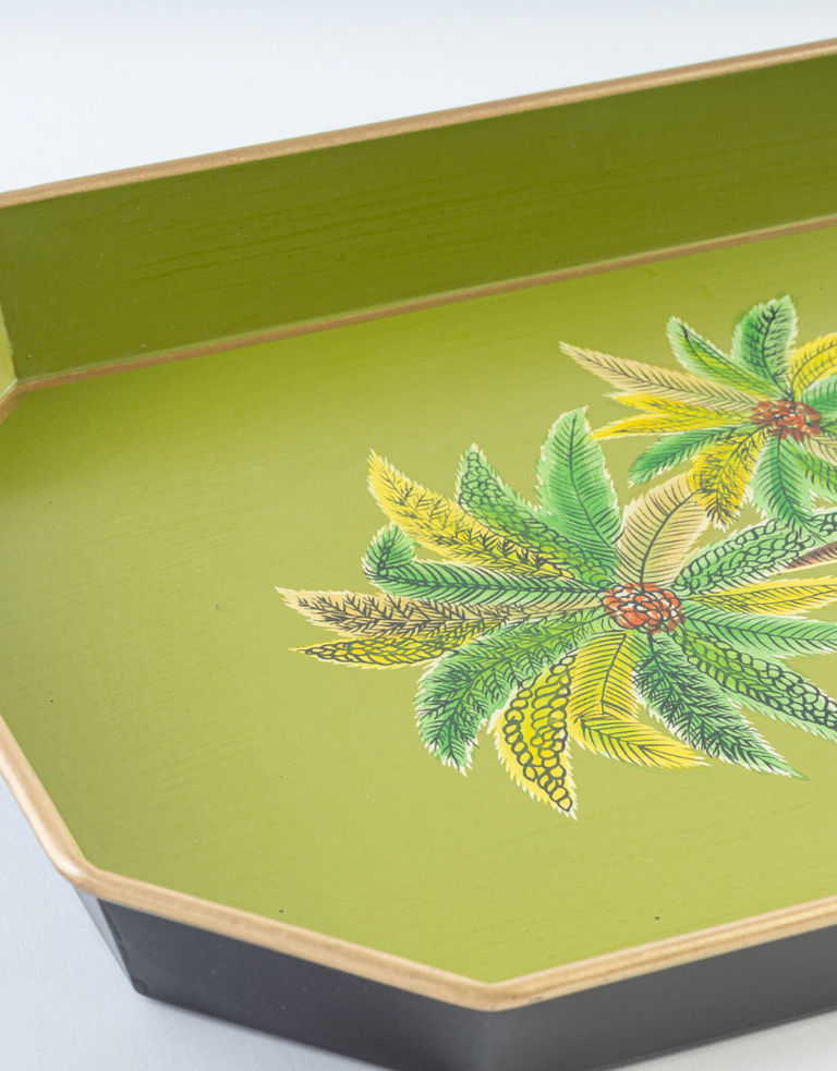 Les Ottomans Handgeschilderde IJzeren Tray – Groene Palmen