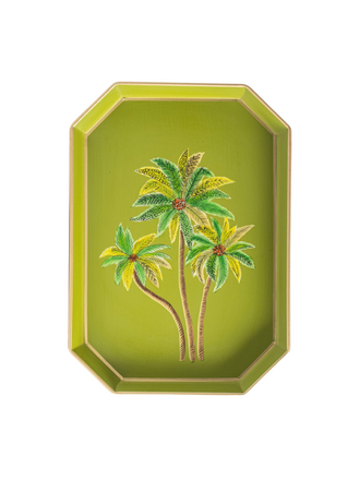 Les Ottomans Handgeschilderde IJzeren Tray – Groene Palmen