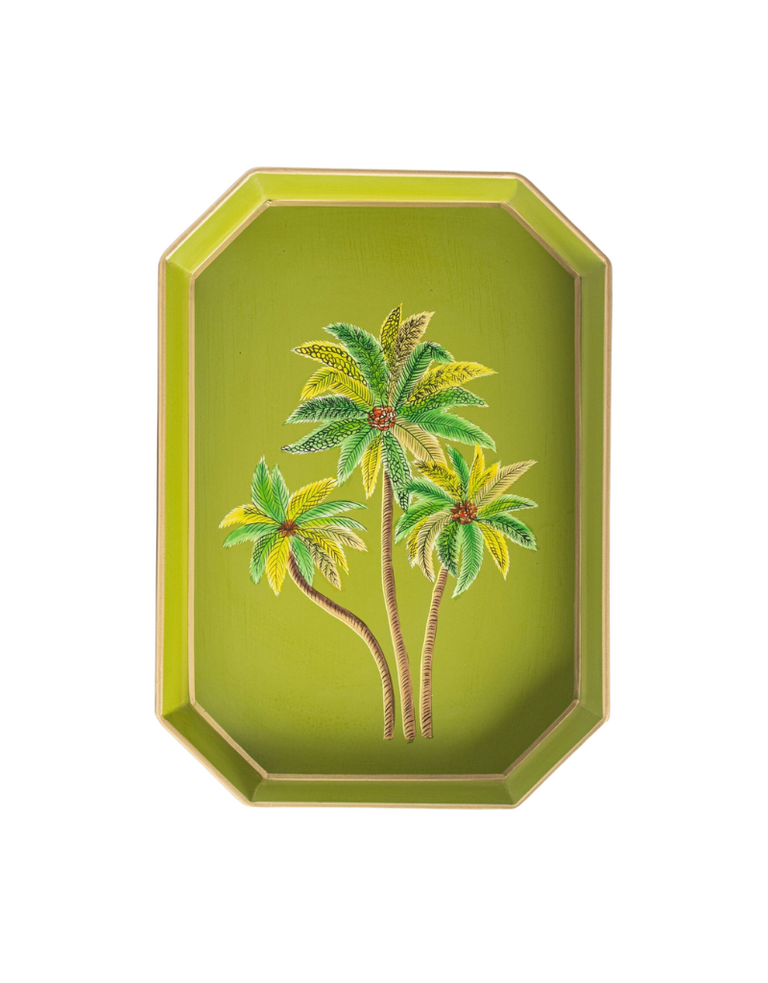 Les Ottomans Hand-Painted Iron Tray – Green Palms