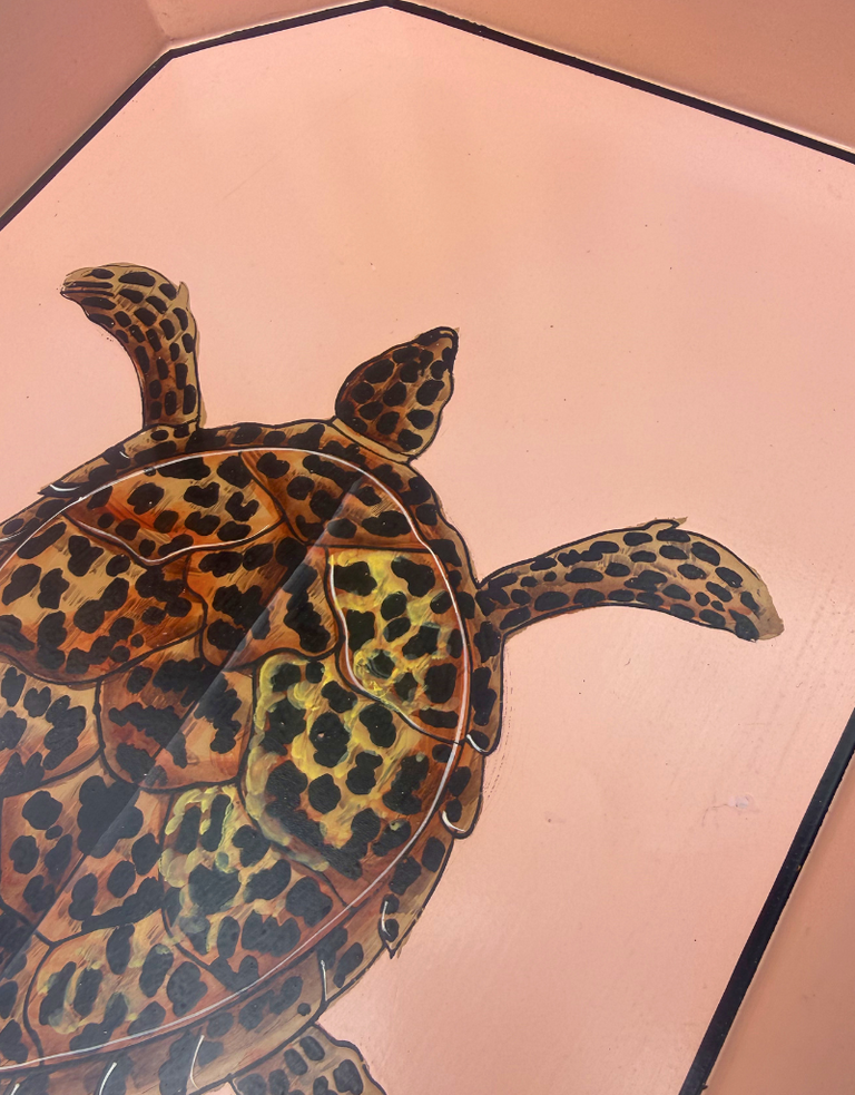 Les Ottomans Flora Hand-Painted Iron Tray – Turtle