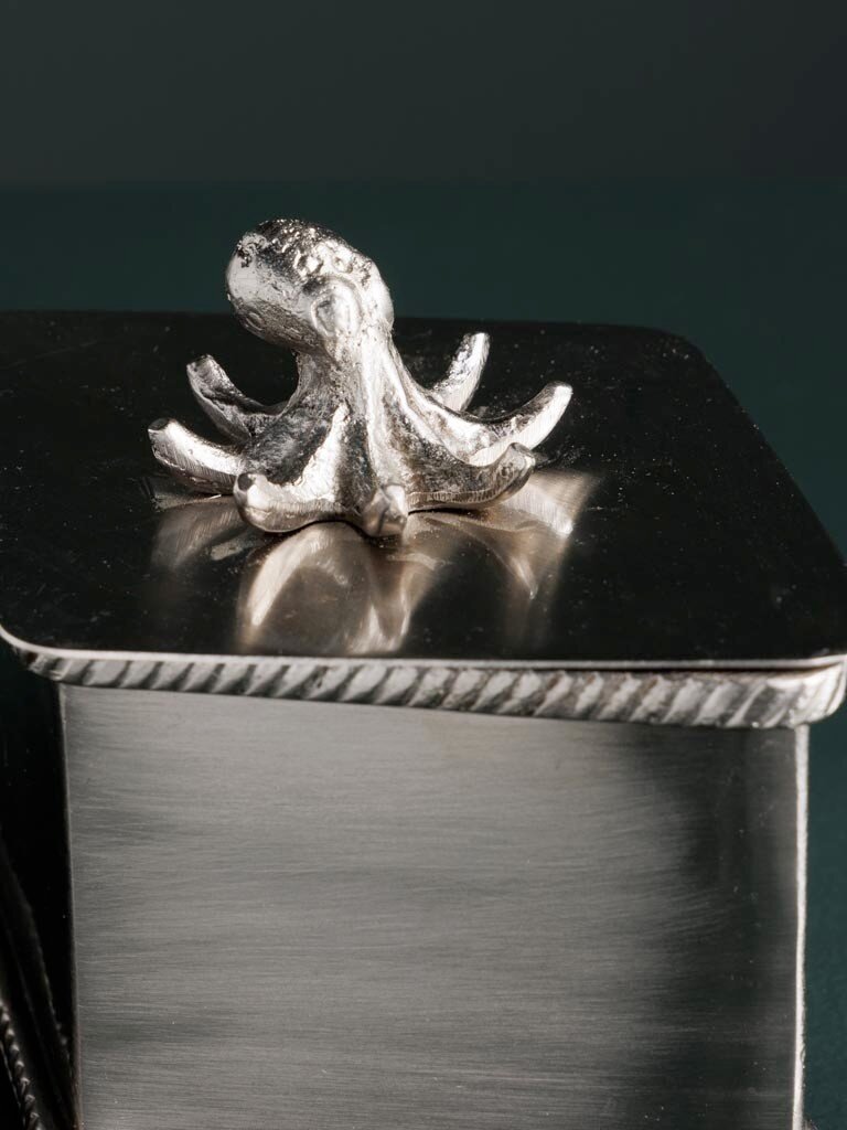 Octopus Diamond-Shaped Brass Box