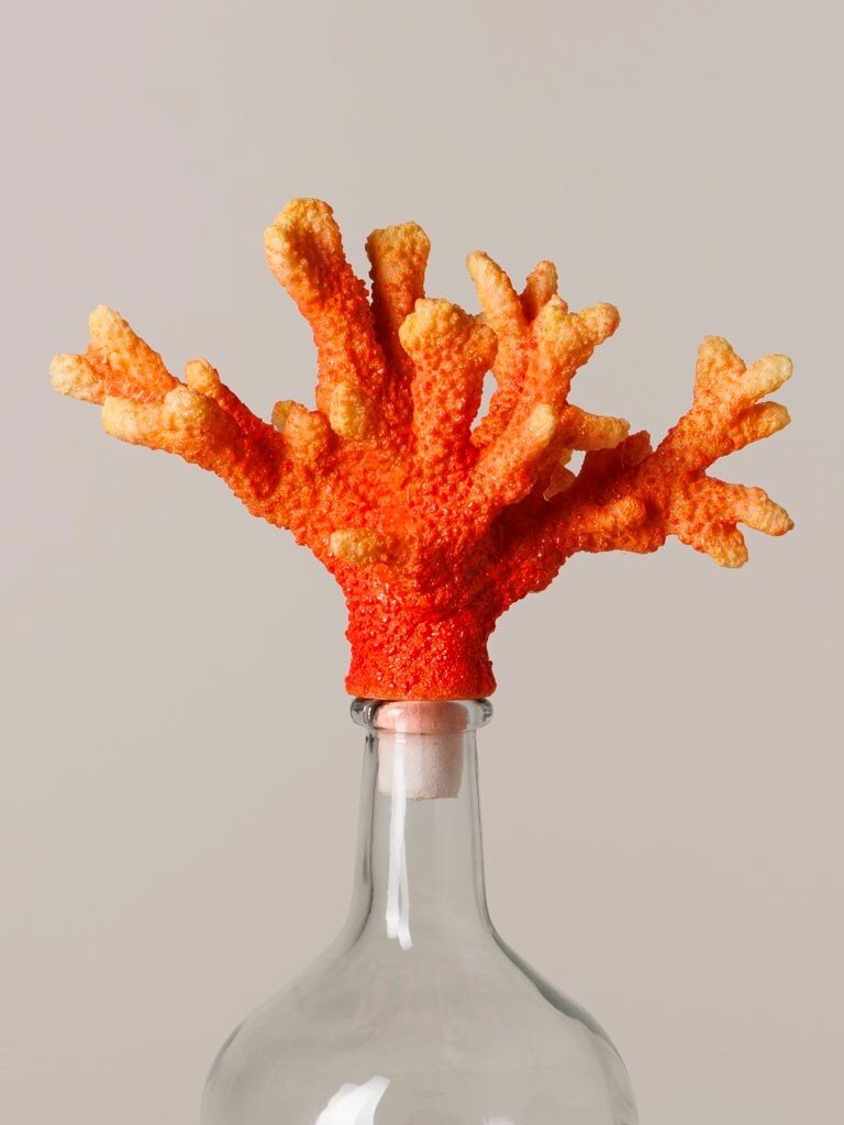 Glazen Fles met Oranje Koraal Stopper