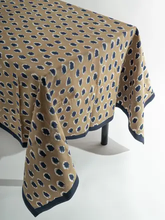 Les Ottomans Cotton table cloth -  Beige with blue dots