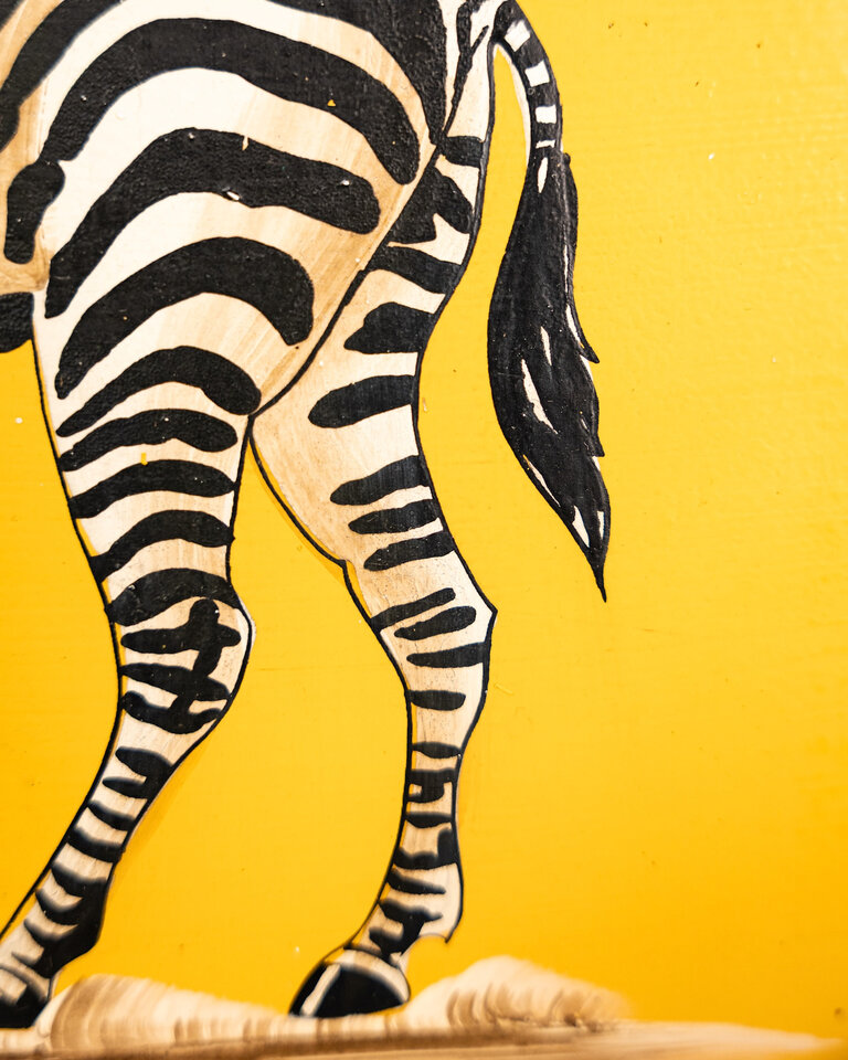 Les Ottomans Hand-Painted Iron Tray Zebra by Les Ottomans