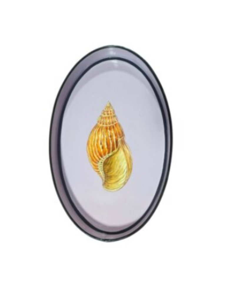 Les Ottomans Oval Hand-Painted Iron Tray Shell  by Les Ottomans