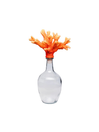 Glass Bottle with Orange Coral Stopper