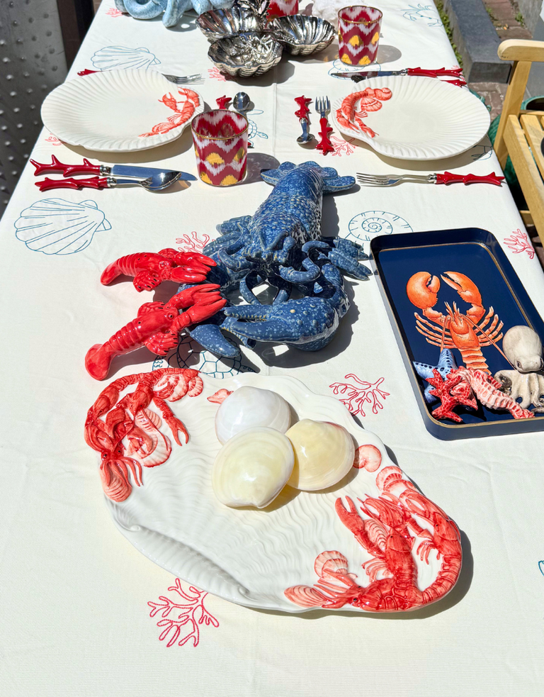 Les Ottomans Embroidered Cotton Tablecloth Sea World by Les Ottomans