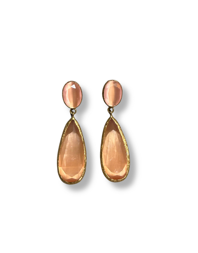 m'Anais Lola Oorbellen – Peach Teardrop Gold