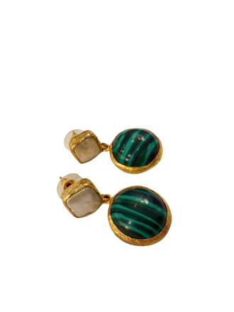 m'Anais Zoé earrings - Pearl and malachite earrings