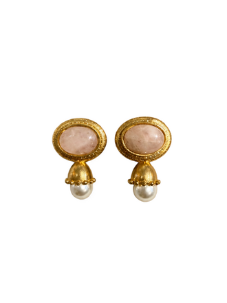 m'Anais Mila Oorbellen – Roze Steen & Parel